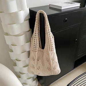 knitted Crochet Tote Bag, Shoulder bag, Reusable Bag, Crochet beach bag, Gift For her, Travel bag, holidays gift, Shopping bag, School bag