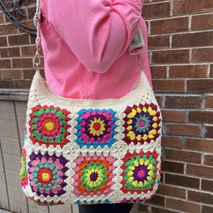 Granny Square Bag, Crochet Bag, Shoulder Bag, boho bag, crochet tote, Gift for Her, Valentines Gift,Large Bag, Afghan bag,Crochet beach bag