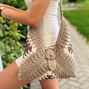 Granny Square Cochet Bag Pattern. Modern Crochet Purse Pattern. Crochet Tote Bag Pattern. Handmade Shoulder Bag.Crochet Gift // Vicki Bag.