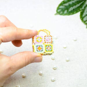 Miyuki miniature bag, granny square, miniature bag, miniature handbag, gift for her, gift for mom, gift for women