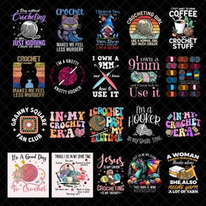 Funny Crochet Png Bundle, Knitting Quotes Png, Yarn Png, Crocheting Quotes Png, Tote Bag Png, Knitter Gift, Wool Png, Crochet Hooks Png